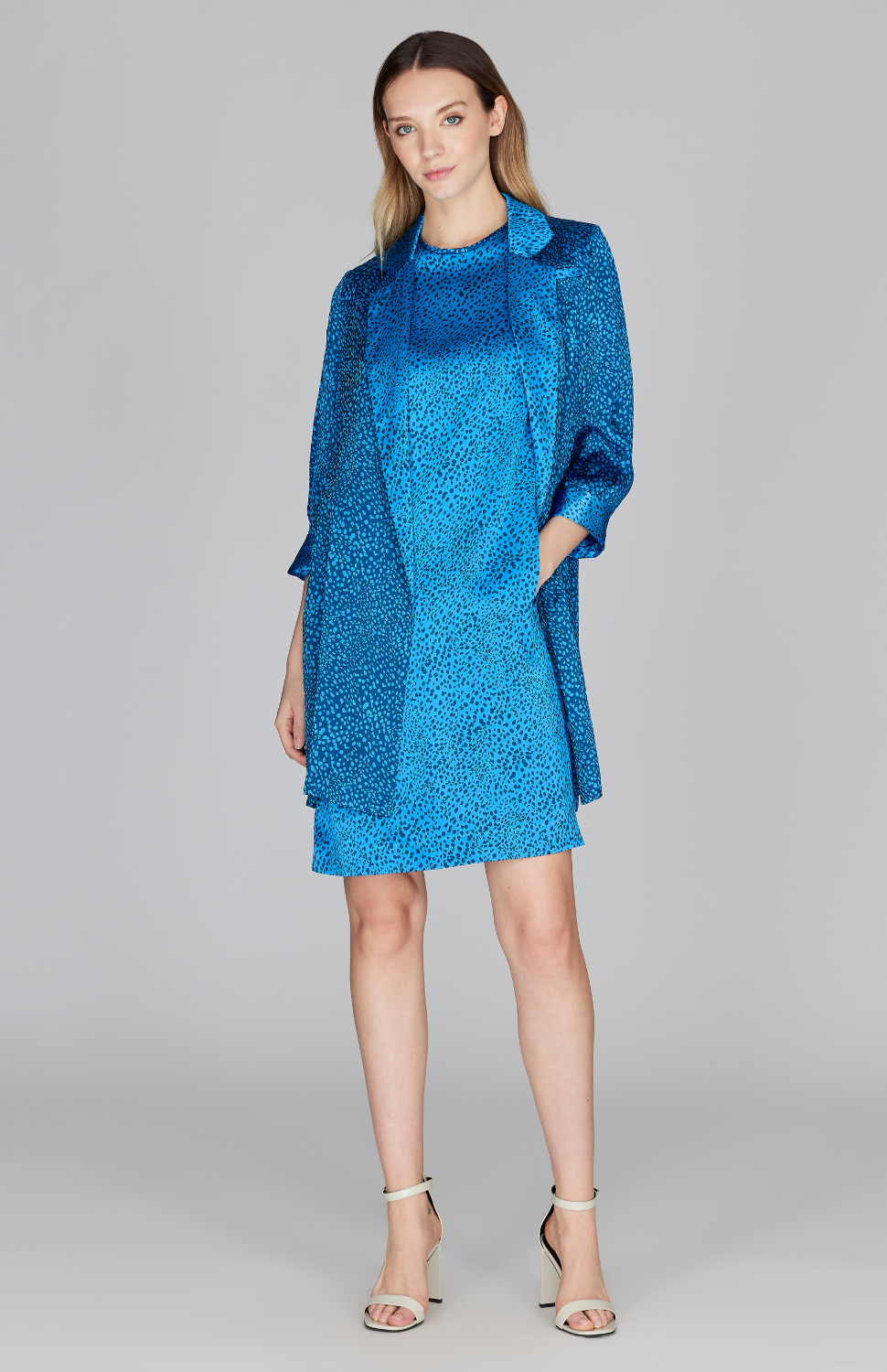 Modern Dot Short Sleeve Shift Dress 10 / Petrol Cyan RM Modern Dot Short Sleeve Shift Dress 10 / Petrol Cyan RM