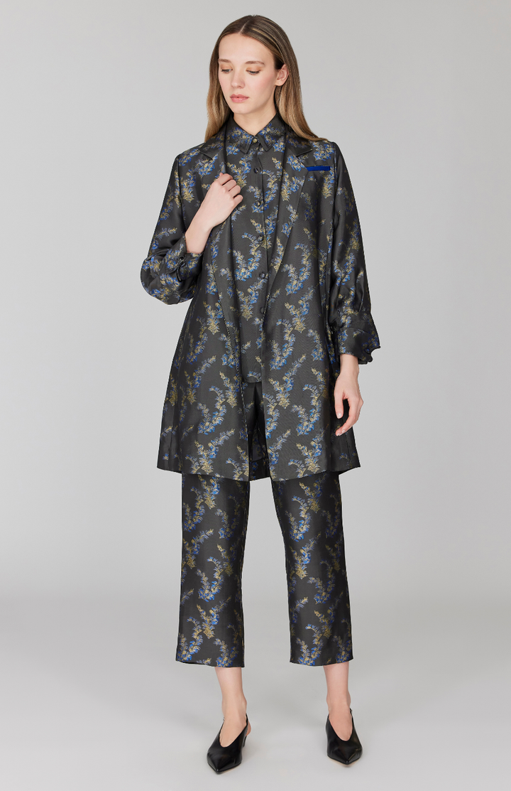 Feather Jacquard Tailored Button Down w/ Relaxed Sleeve