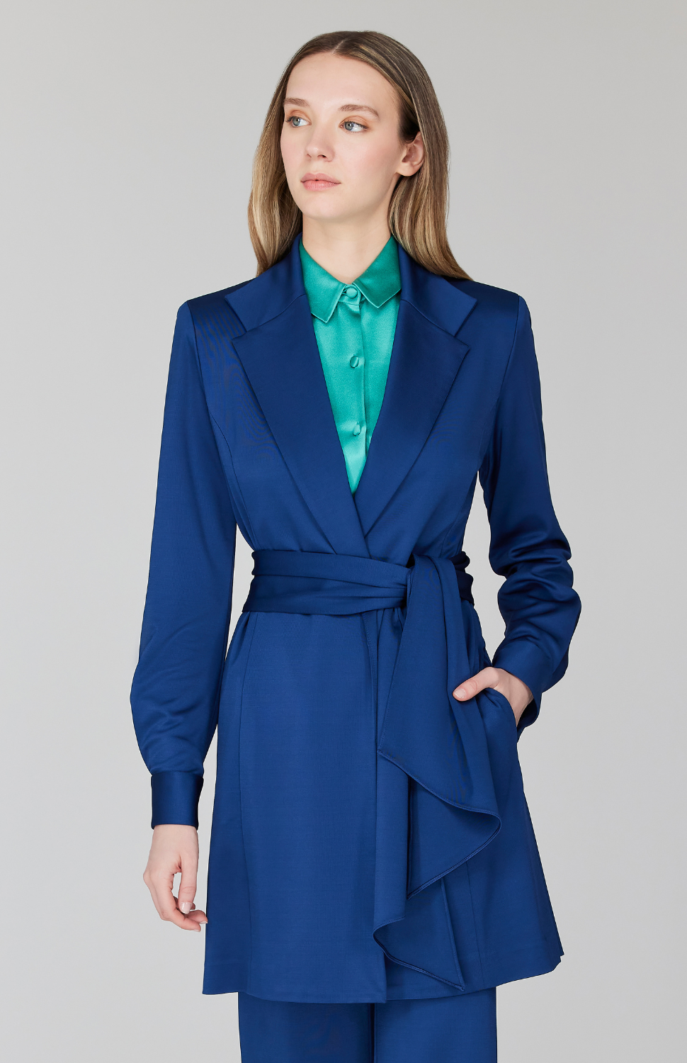 Matte Jersey Trench Coat w/ Belt