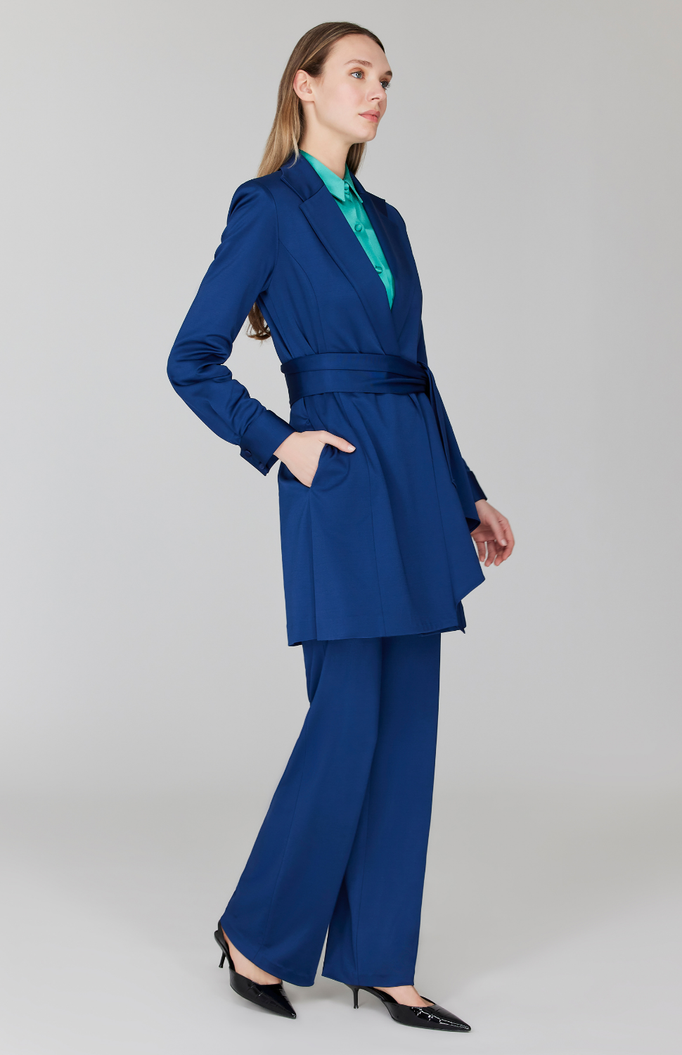 Matte Jersey Trench Coat w/ Belt