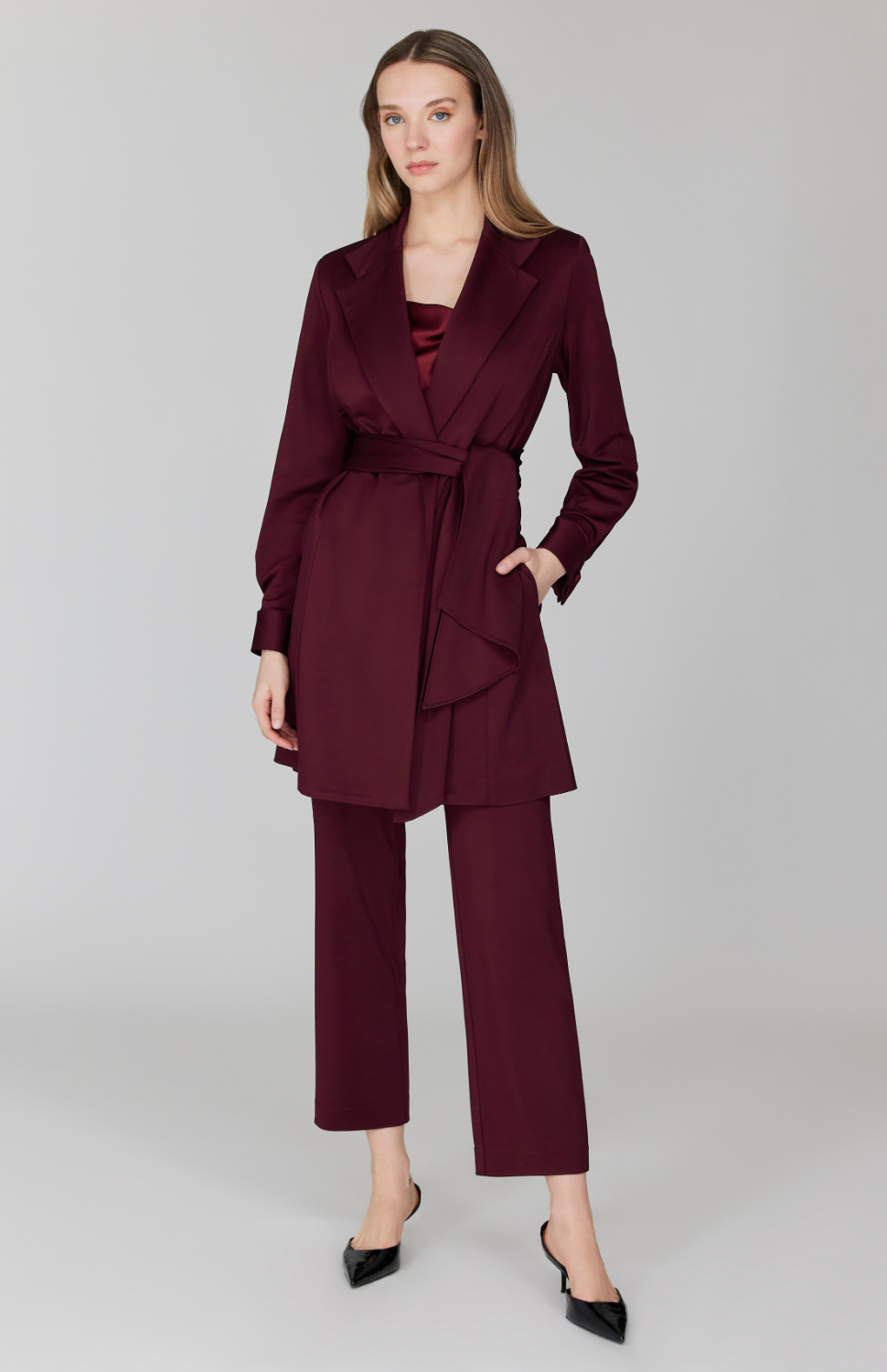 Matte Jersey Straight Cropped Pant w/ Back Elastic