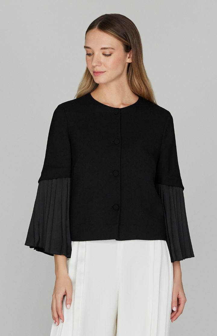 Pleat Sleeve Short Jacket