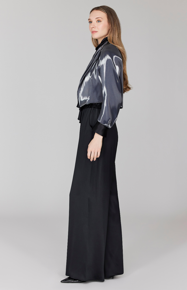 Liquid Organza Short Jacket w/ Pleated Sleeve