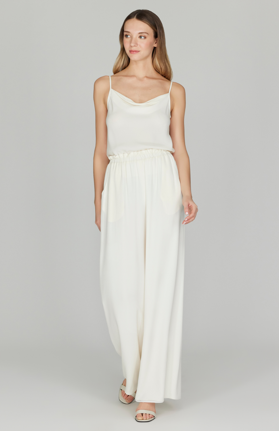 Silk Georgette Pajama Pants w/ Elastic Waist