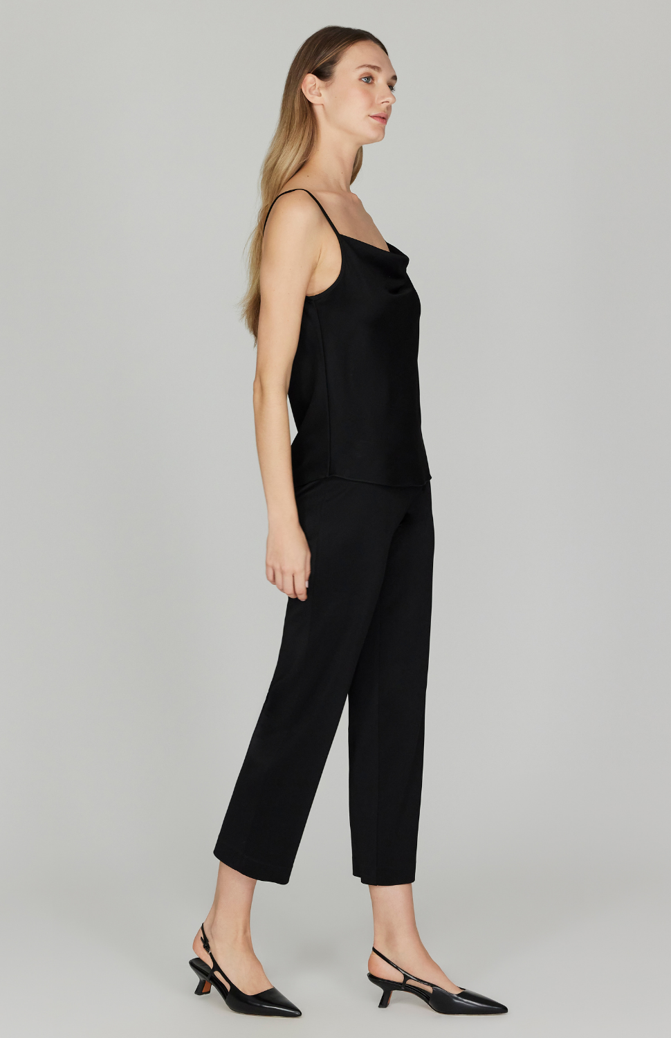 Matte Jersey Straight Cropped Pant w/ Back Elastic