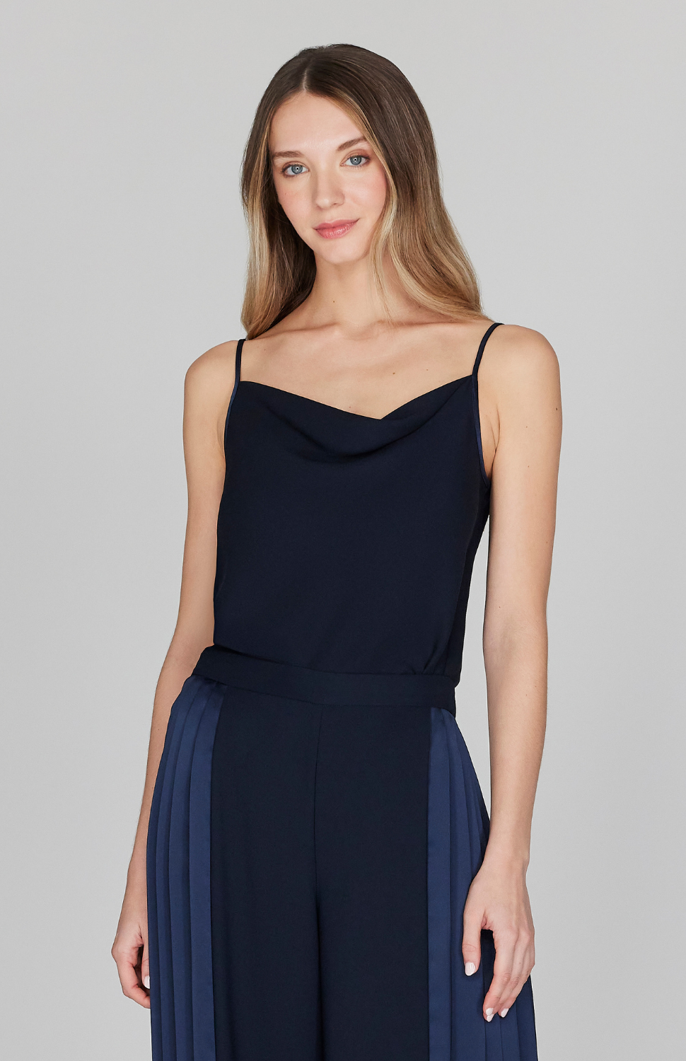 Crepe Back Satin Drape Front Camisole