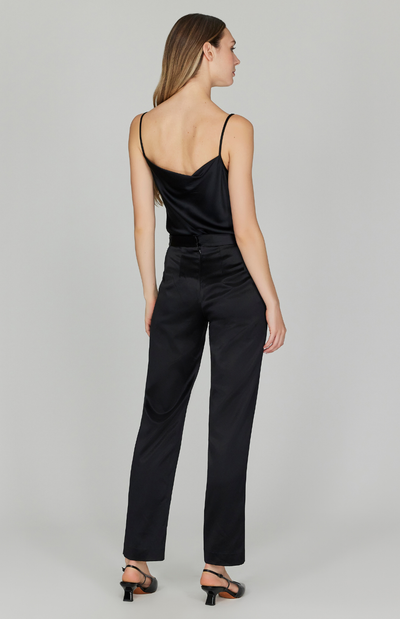 Satin Narrow Leg Pant w/Back Zip