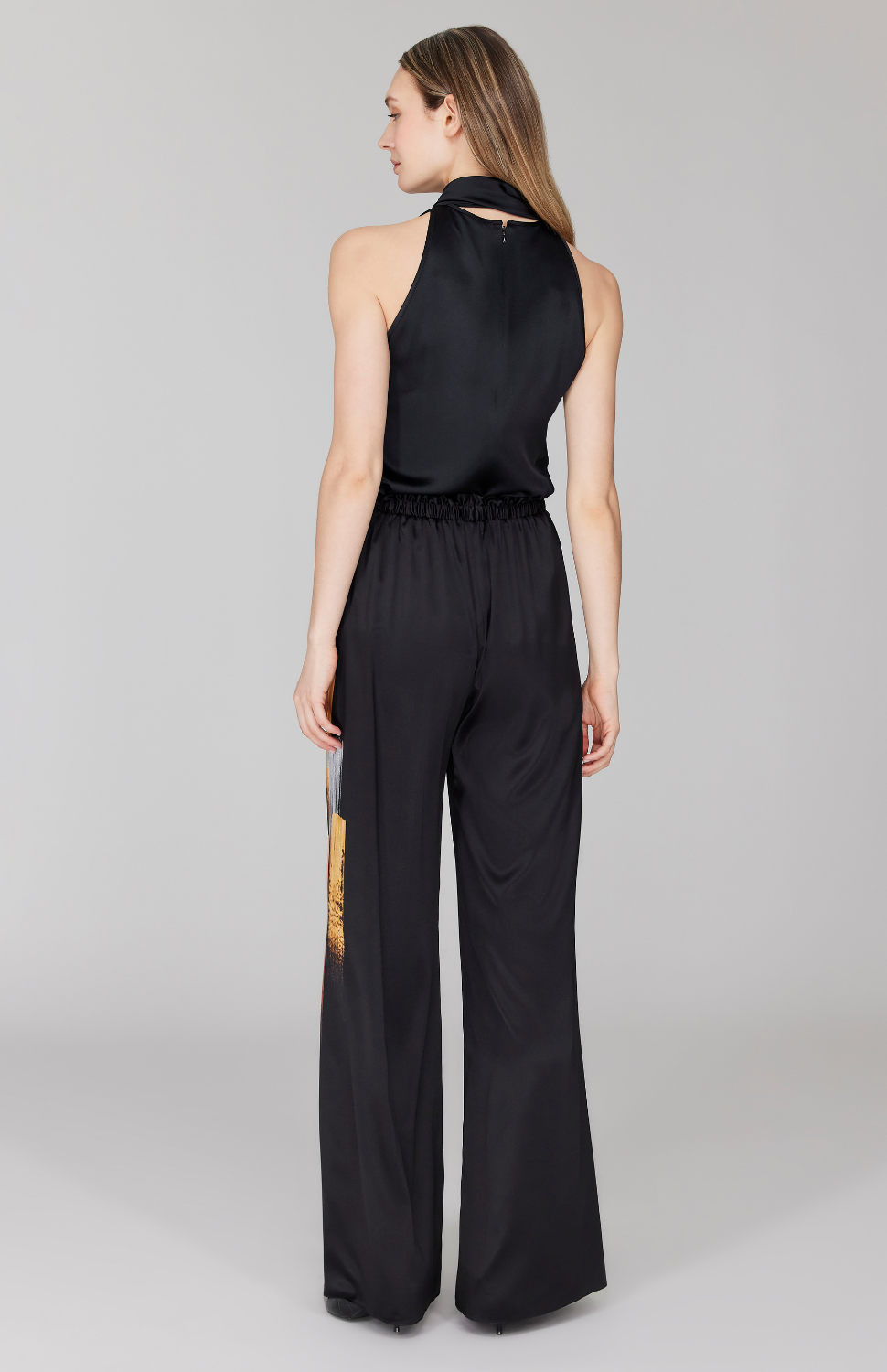 Brush Stroke Print Pajama Pant w/ Elastic Waistband