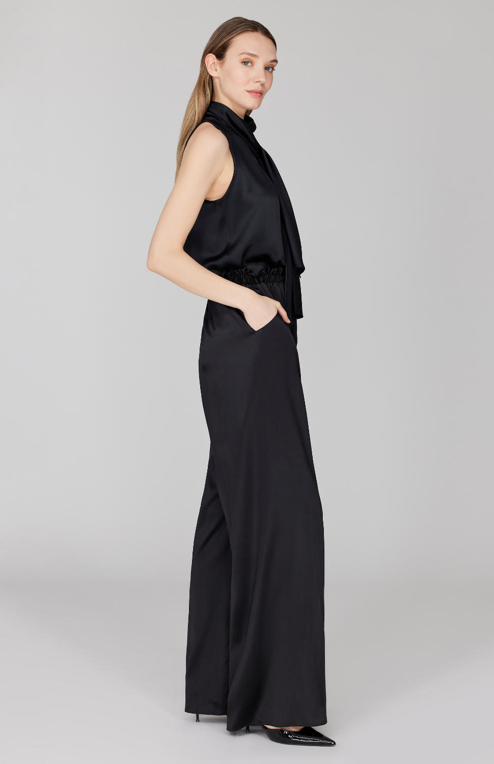 Brush Stroke Print Pajama Pant w/ Elastic Waistband