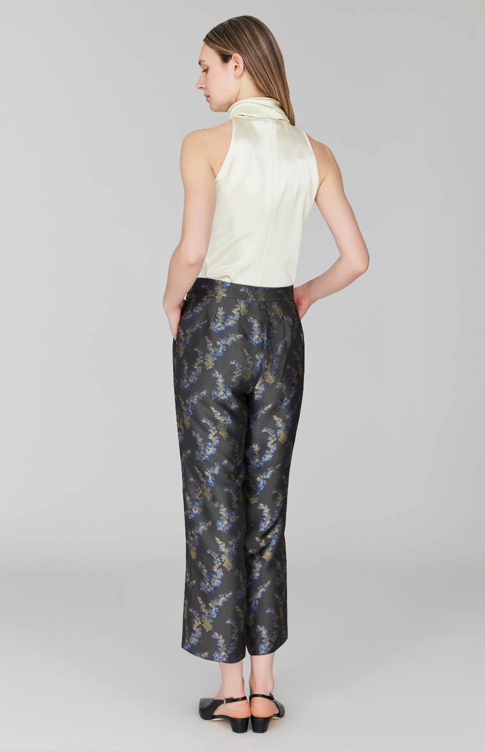 Feather Jacquard Straight Leg Pant