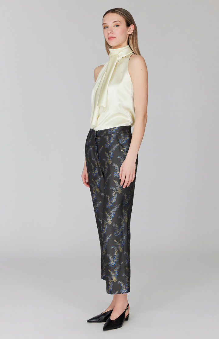 Feather Jacquard Straight Leg Pant