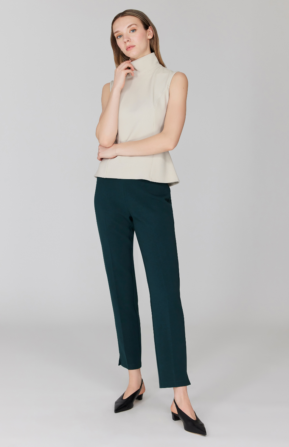 Double Face Narrow Pant w/ Back Zip