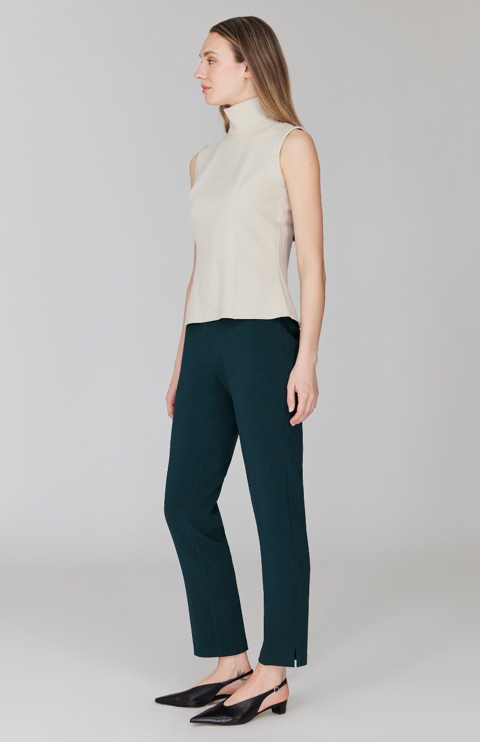 Double Face Narrow Pant w/ Back Zip