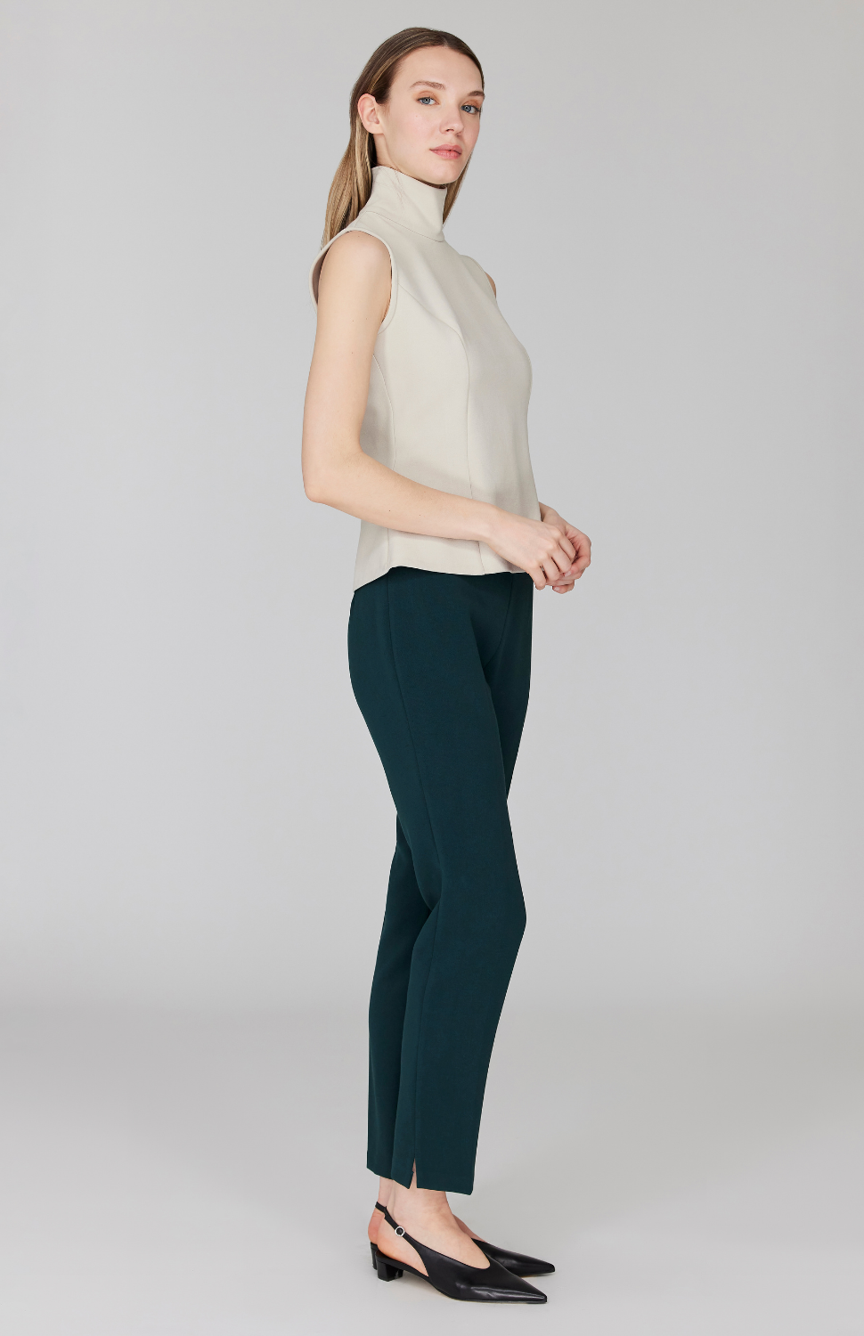 Double Face Narrow Pant w/ Back Zip