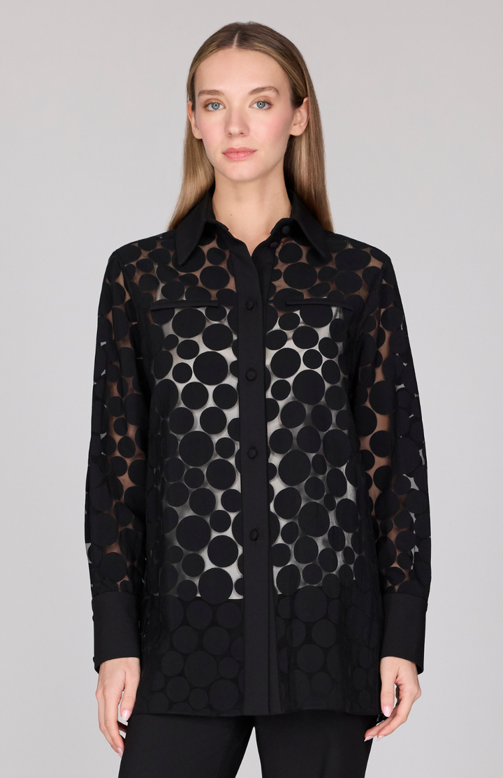 Sheer Dot Boyfriend Shirt