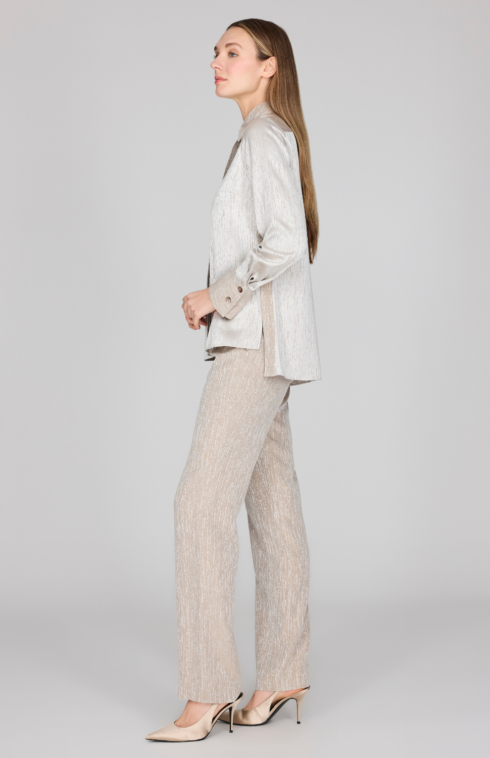 Broken Line Jacquard Straight Leg Pant w/ Back Zip