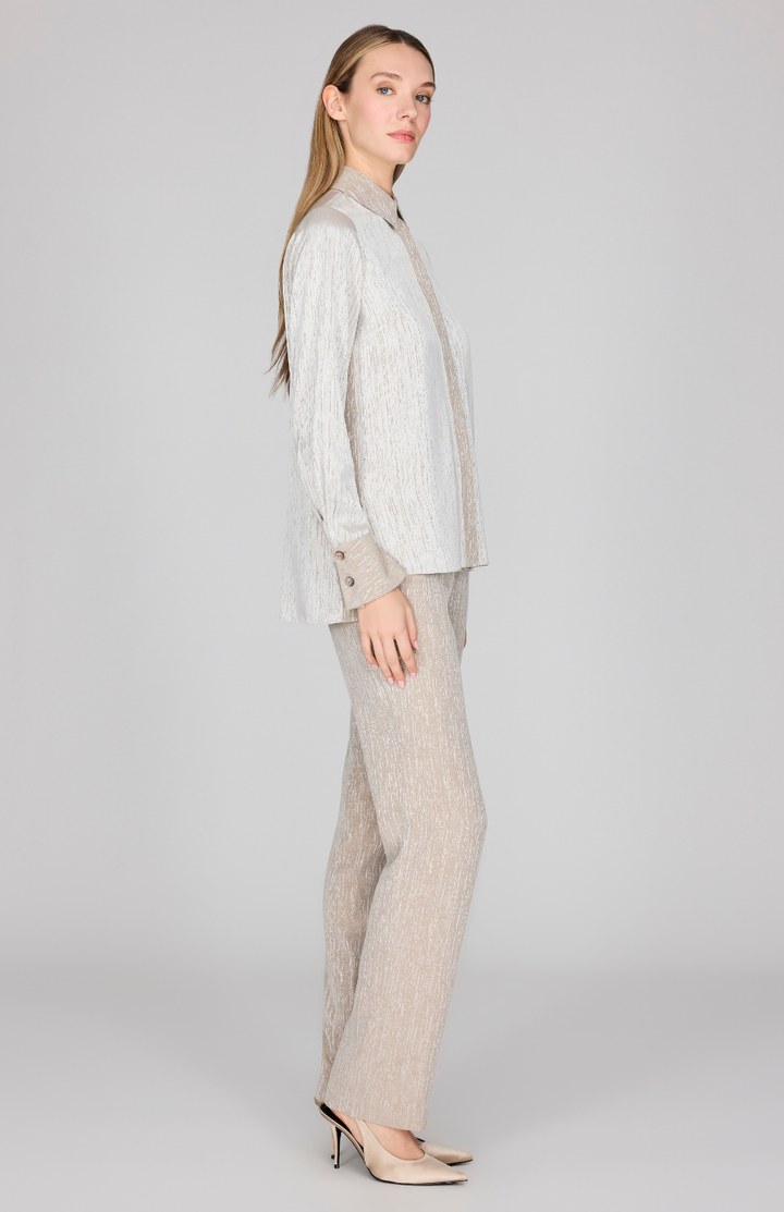 Broken Line Jacquard Collared Shirt w/ Relaxed Sleeve