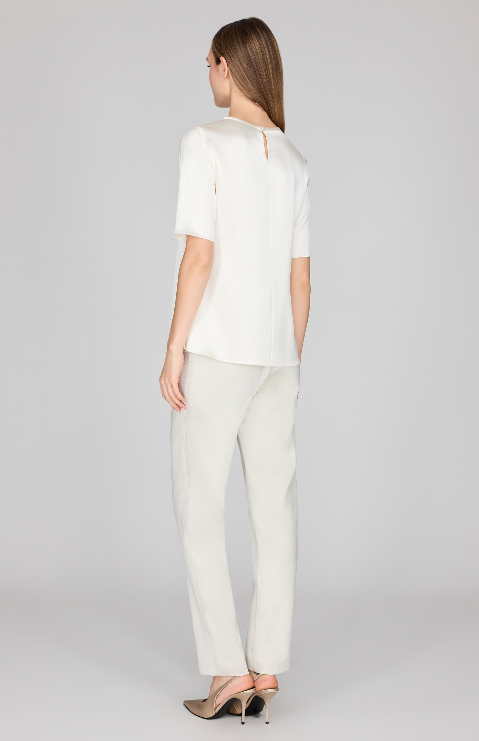 Satin Short Sleeve Blouse