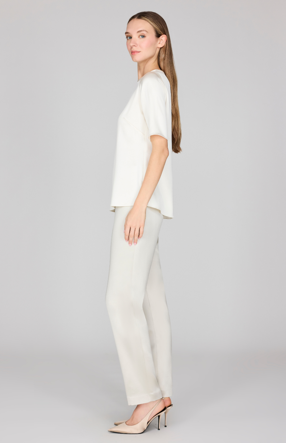 Satin Short Sleeve Blouse