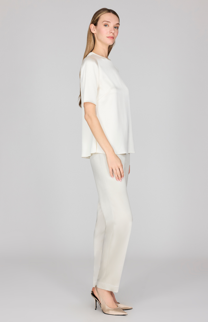 Satin Short Sleeve Blouse