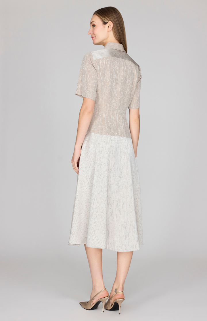 Broken Line Jacquard Collared Shirt Dress