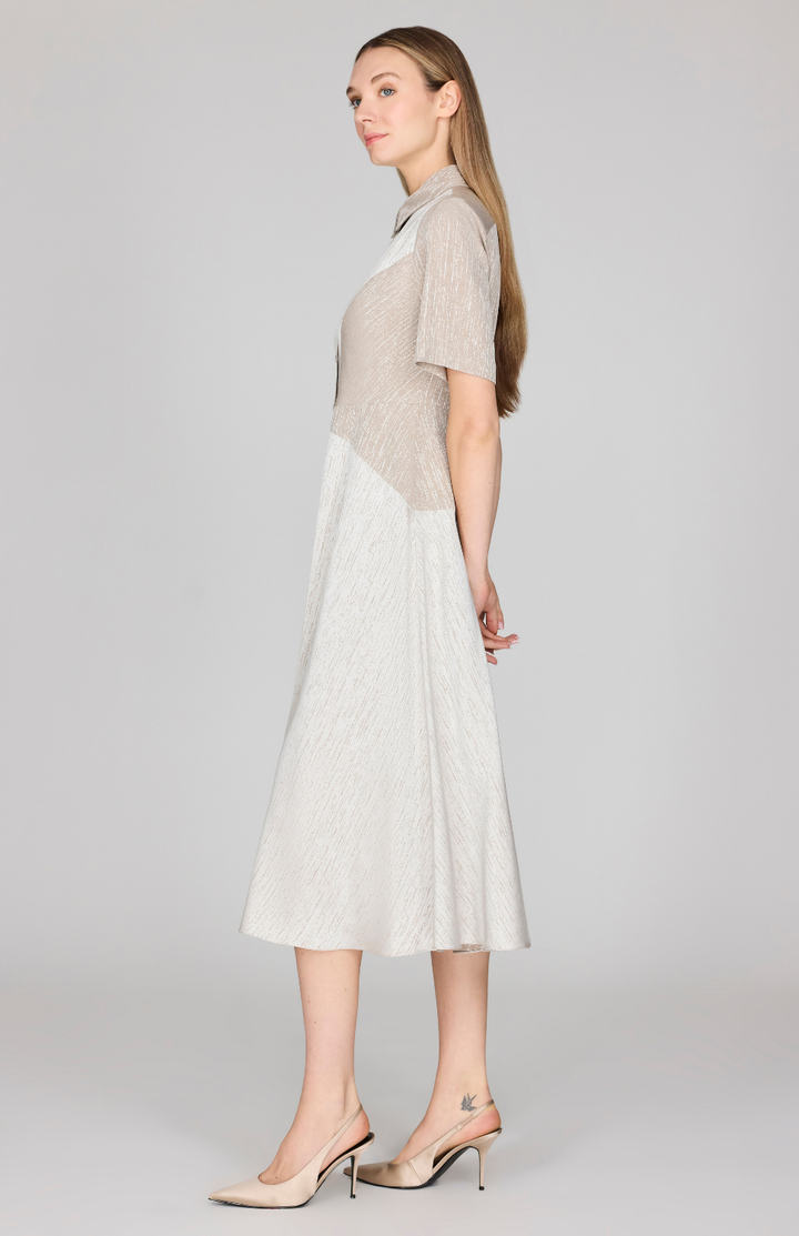 Broken Line Jacquard Collared Shirt Dress