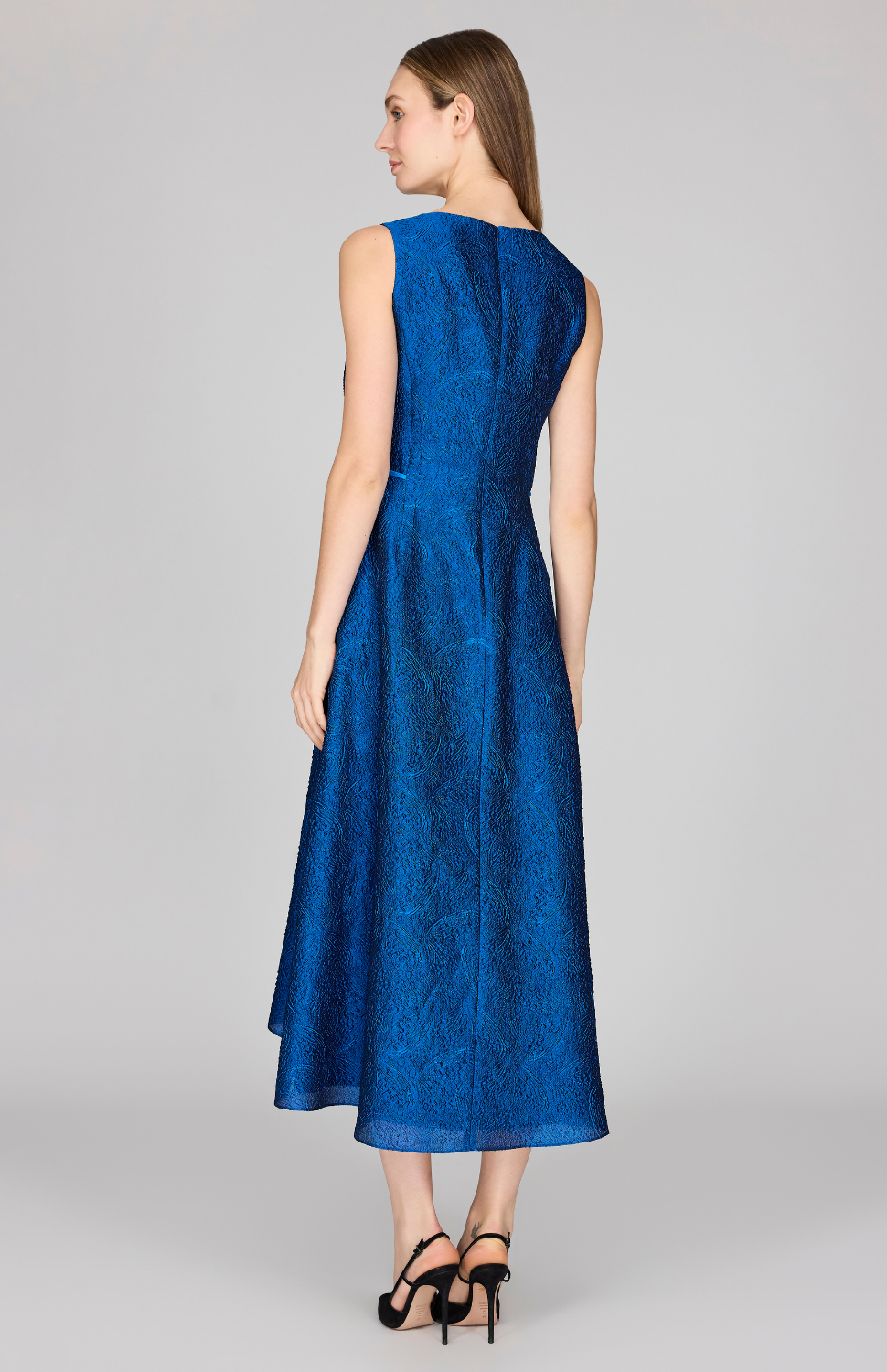 Textural Organza Sleeveless Fit & Flare Dress