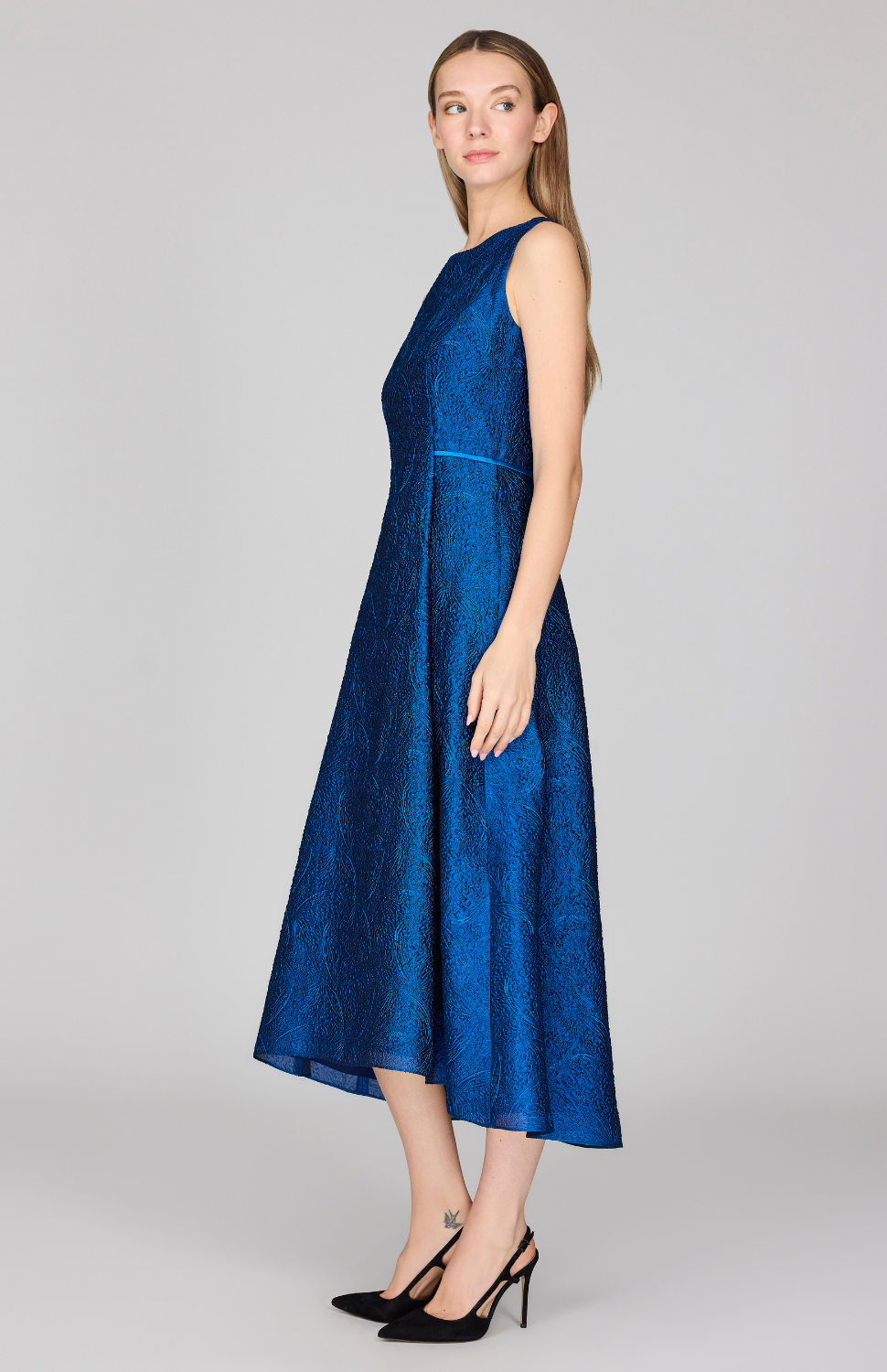 Textural Organza Sleeveless Fit & Flare Dress