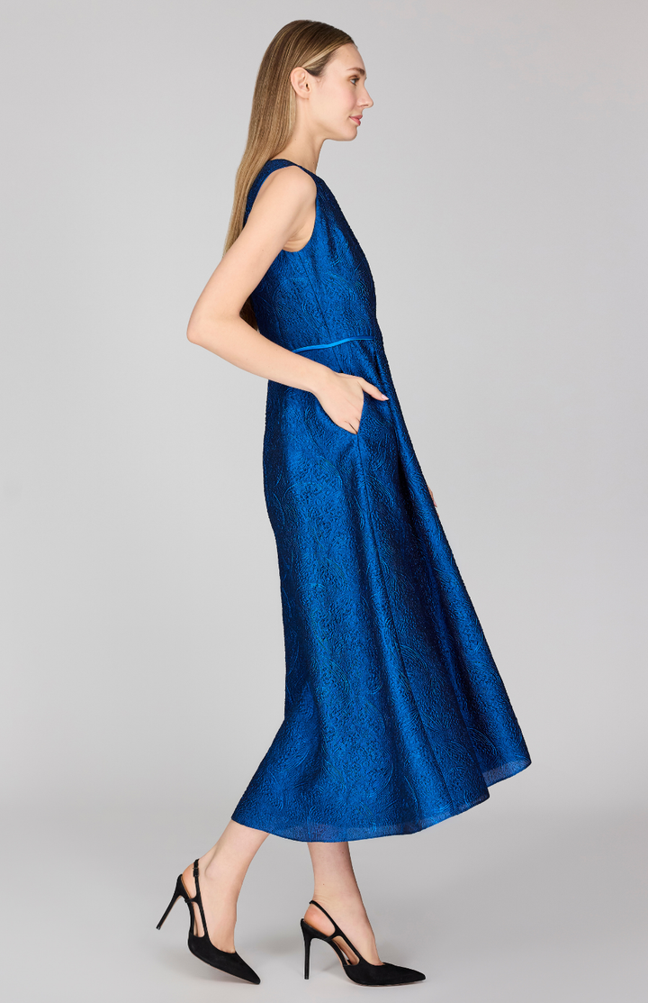 Textural Organza Sleeveless Fit & Flare Dress