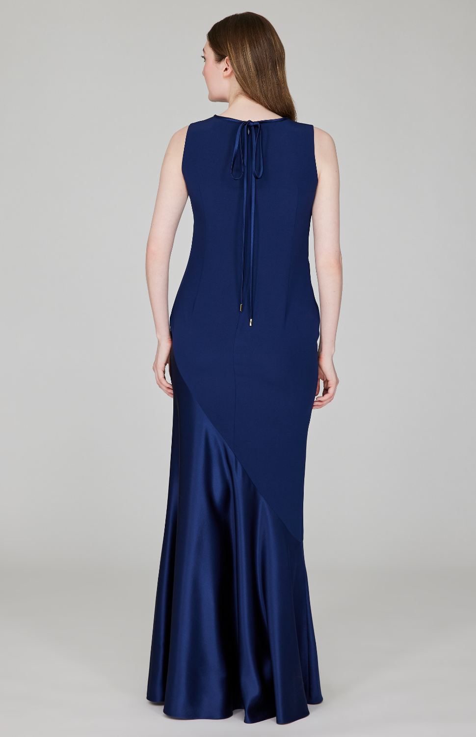 Satin Sleeveless Gown w/ Bias Flared Skirt