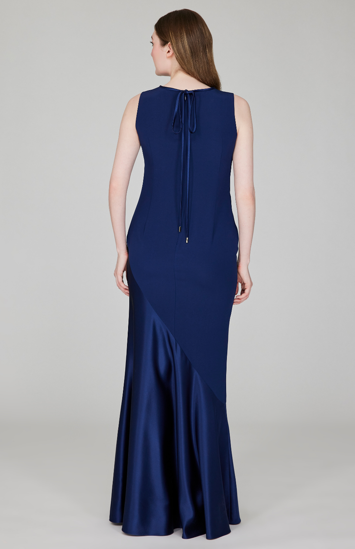 Satin Sleeveless Gown w/ Bias Flared Skirt