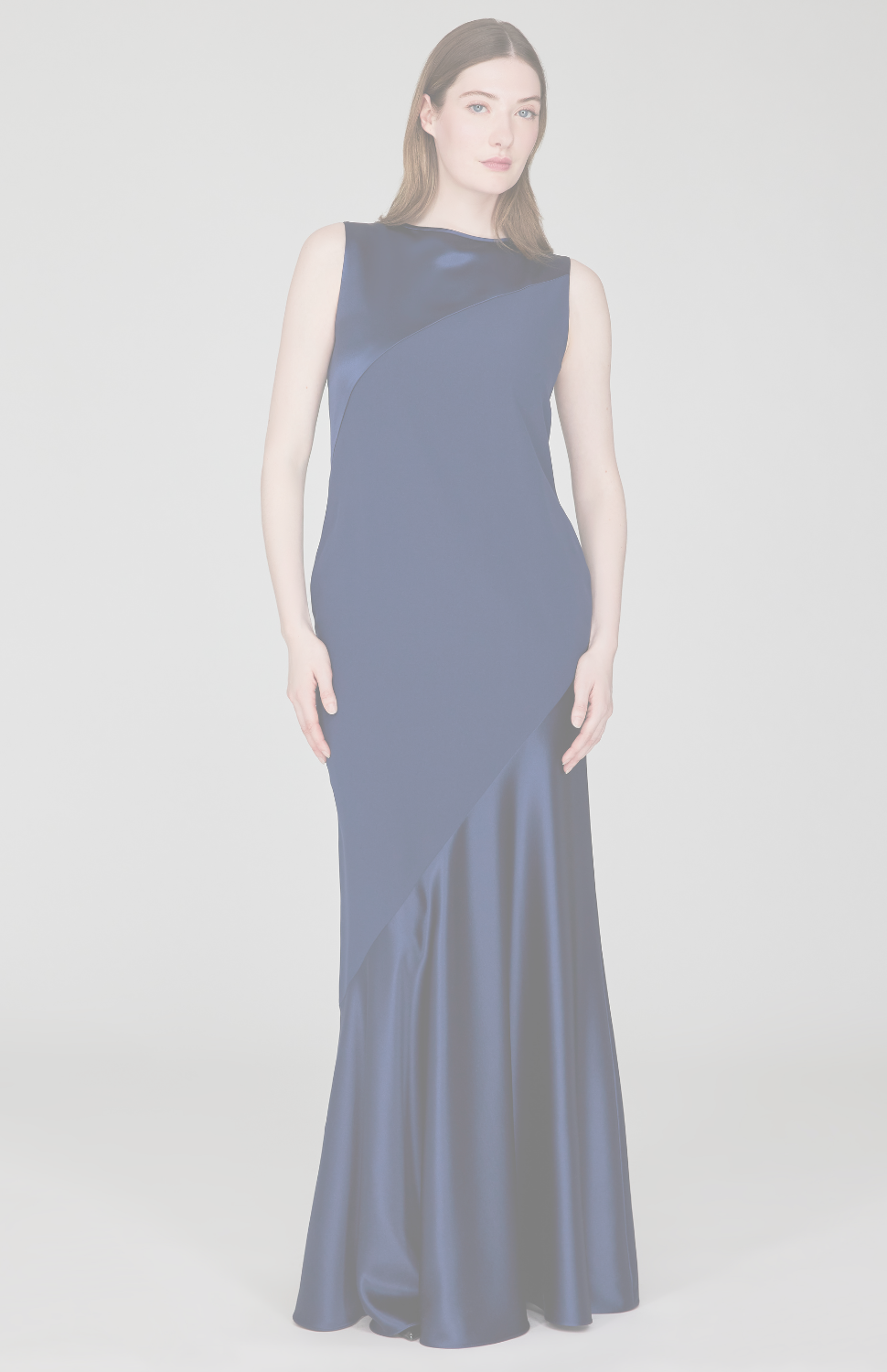 Satin Sleeveless Gown w/ Bias Flared Skirt