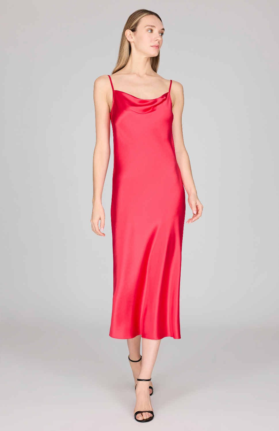 Satin Drape Front Camisole Dress