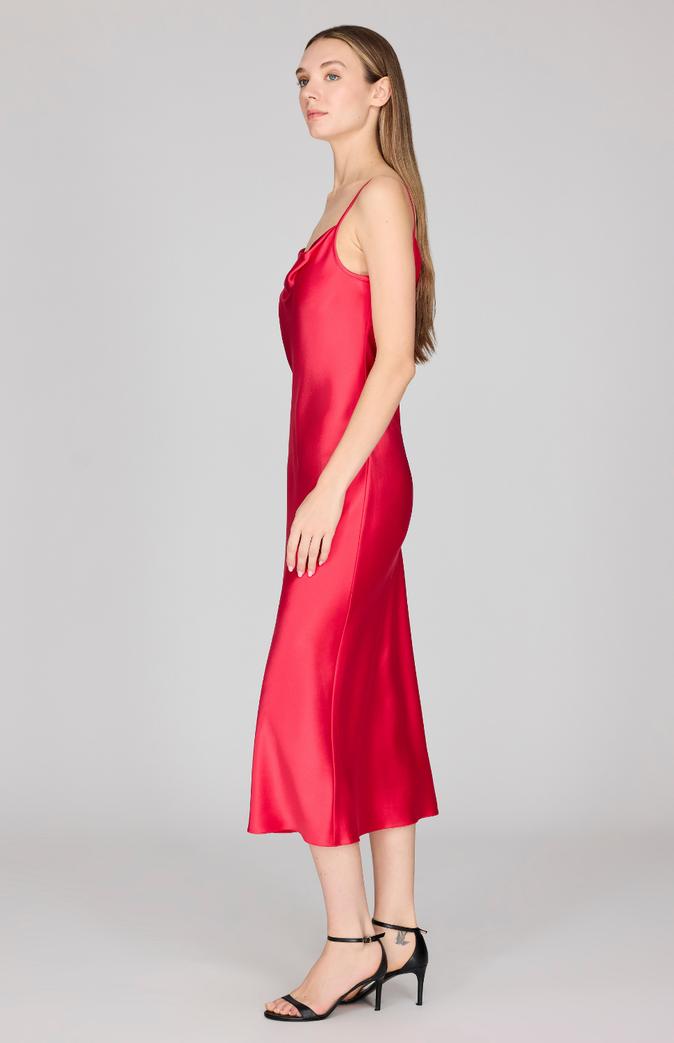Satin Drape Front Camisole Dress