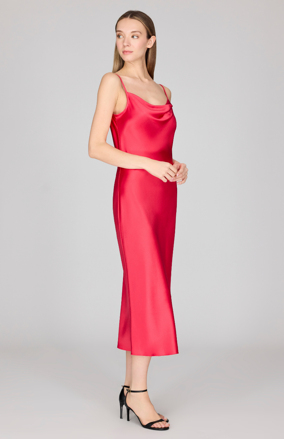 Satin Drape Front Camisole Dress