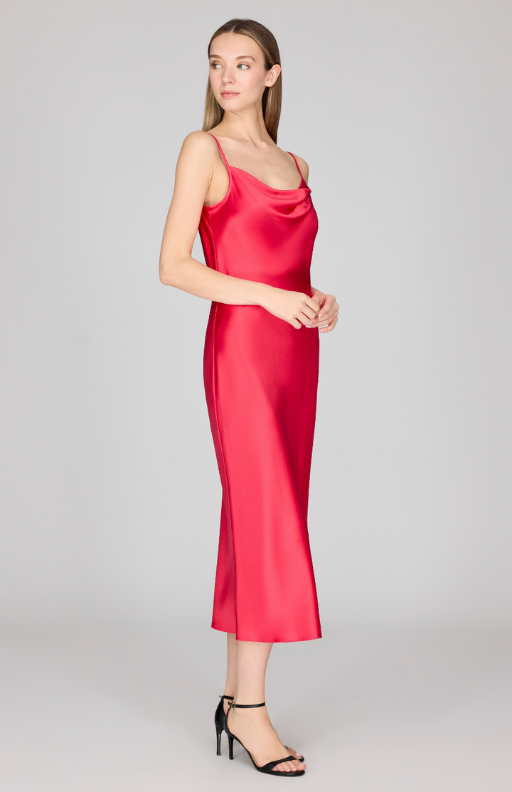 Satin Drape Front Camisole Dress