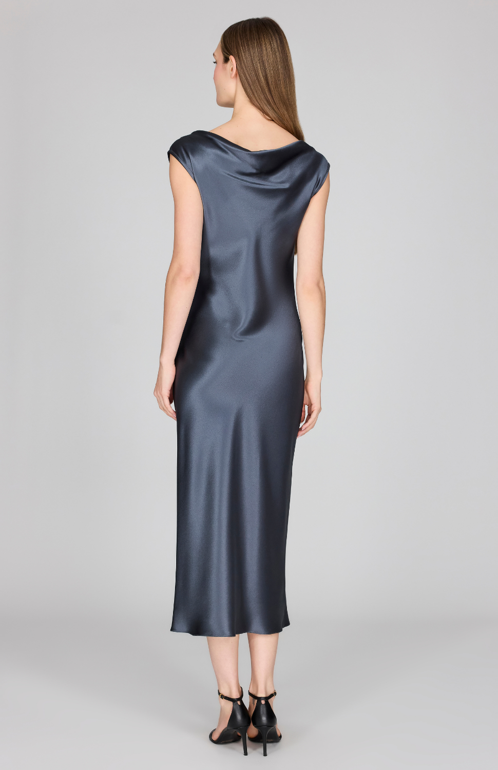 satin drape back dress Satin Drape Front & Back Bias Dress 6 / Coastal Blue SAT