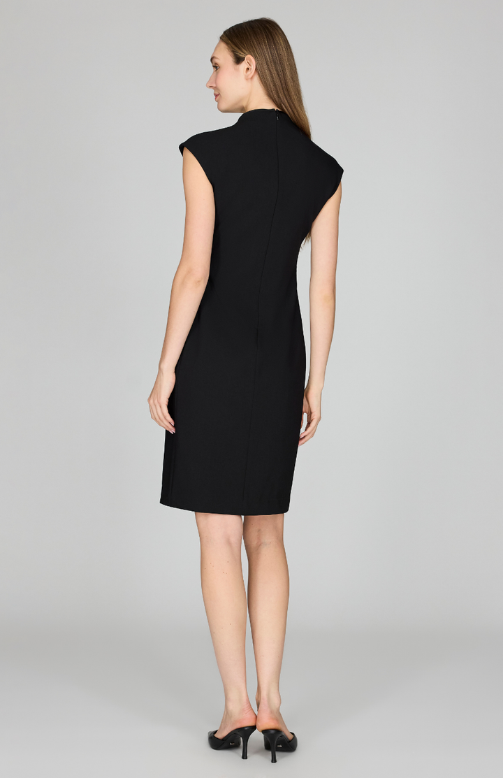 Lightweight Stretch Base High Neck Fitted Dress w/ Cap Sleeve
