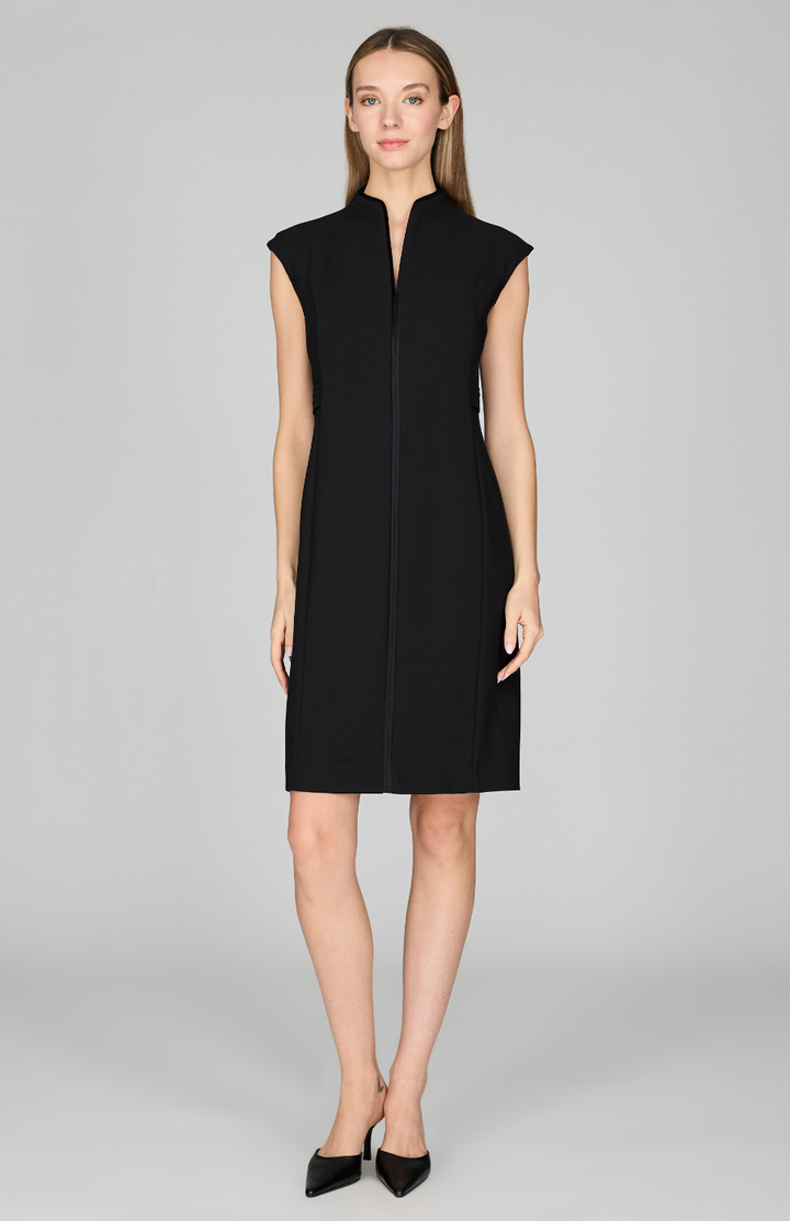 Lightweight Stretch Base High Neck Fitted Dress w/ Cap Sleeve