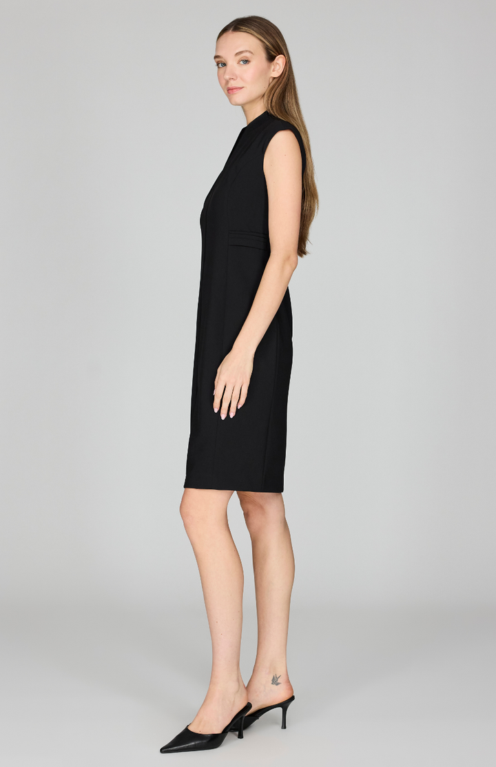 Lightweight Stretch Base High Neck Fitted Dress w/ Cap Sleeve
