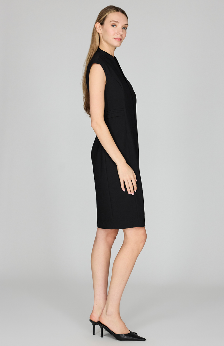 Lightweight Stretch Base High Neck Fitted Dress w/ Cap Sleeve