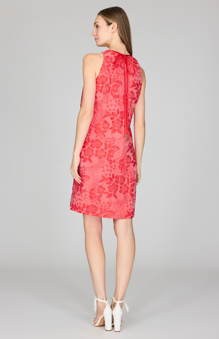 Textural Floral Jacquard Sleeveless Shift Dress