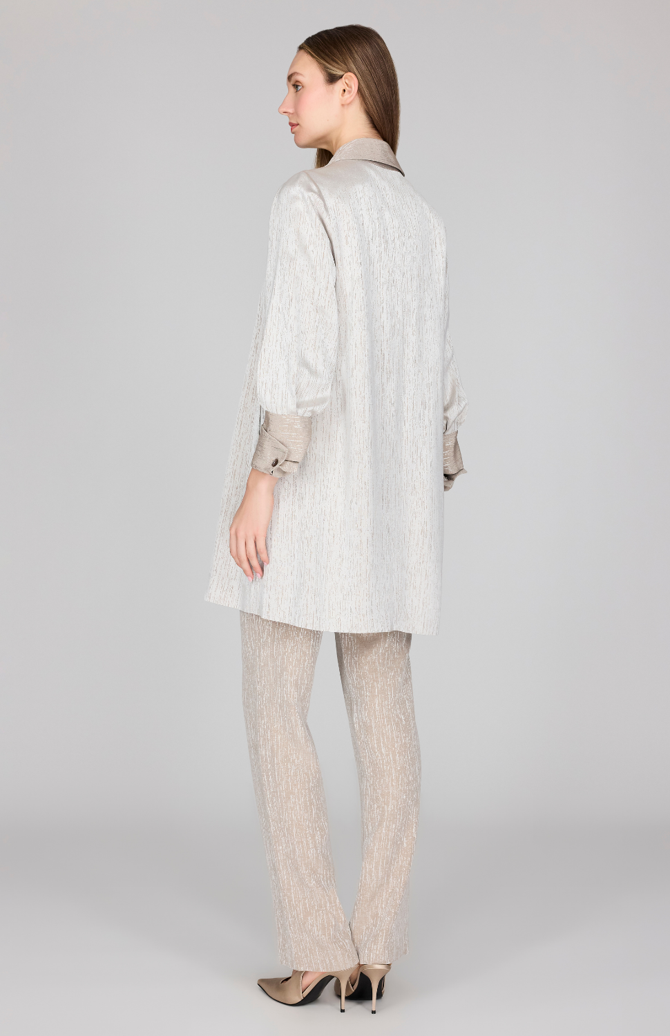 Broken Line Jacquard Oversized Jacket w/ Belt