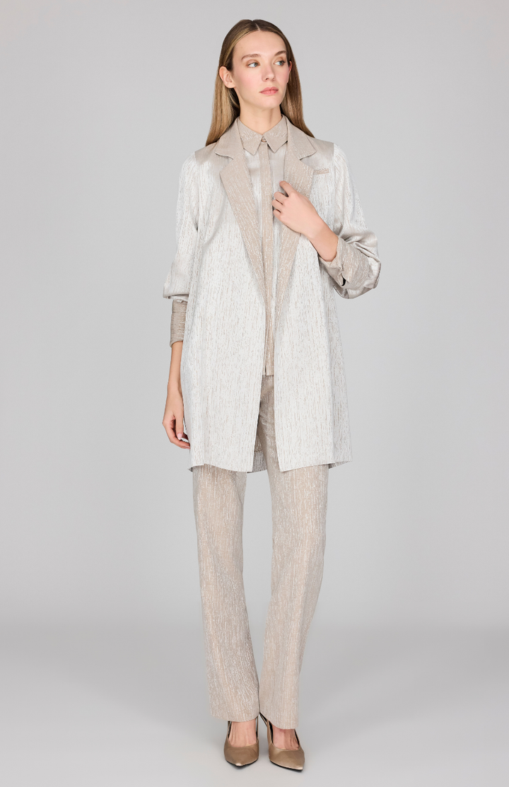 Broken Line Jacquard Oversized Jacket w/ Belt