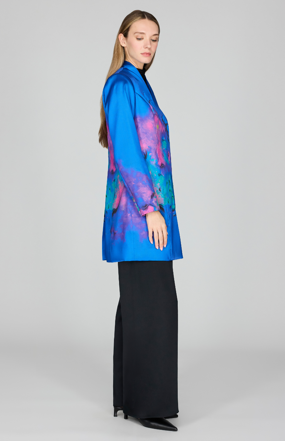 Abstract Flora Print Mikado High Neck Duster