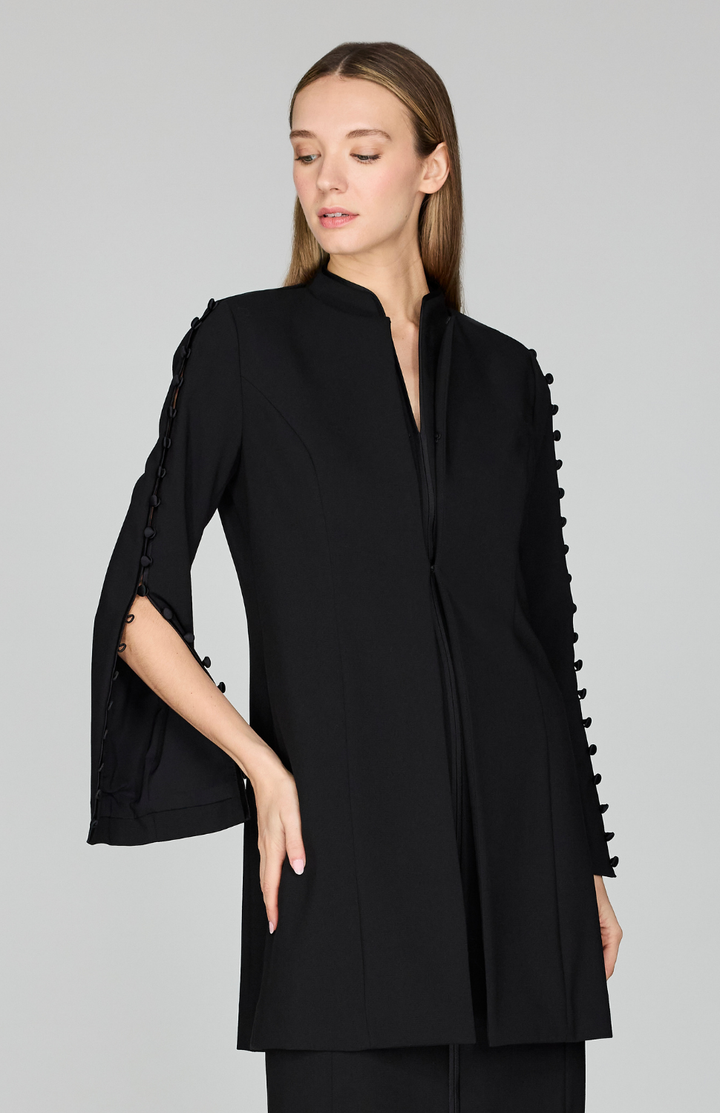 Lightweight Stretch Base Duster Jacket w/ Button Detail