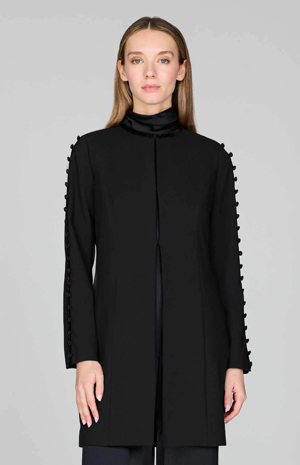 Lightweight Stretch Base Duster Jacket w/ Button Detail