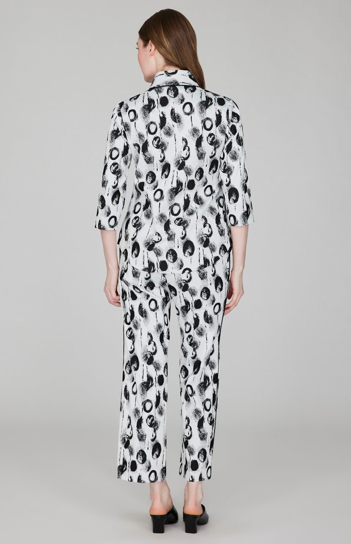 Contrast Dot Stretch Jacquard Fitted Shirt Jacket