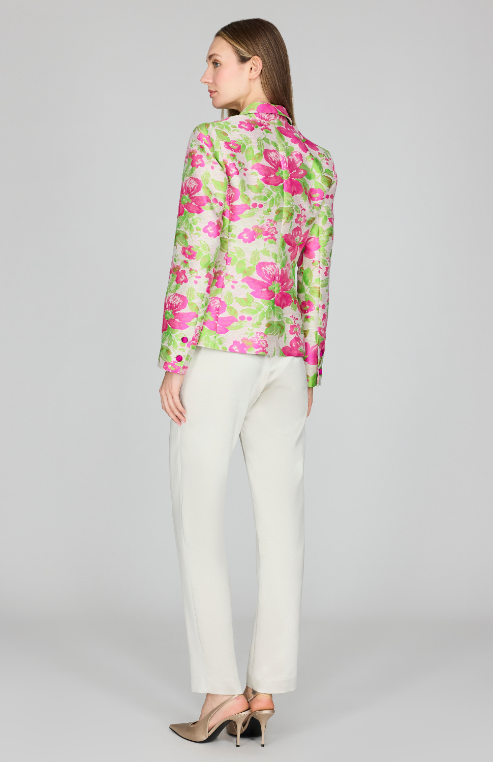 Garden Jacquard Short Fitted Blazer