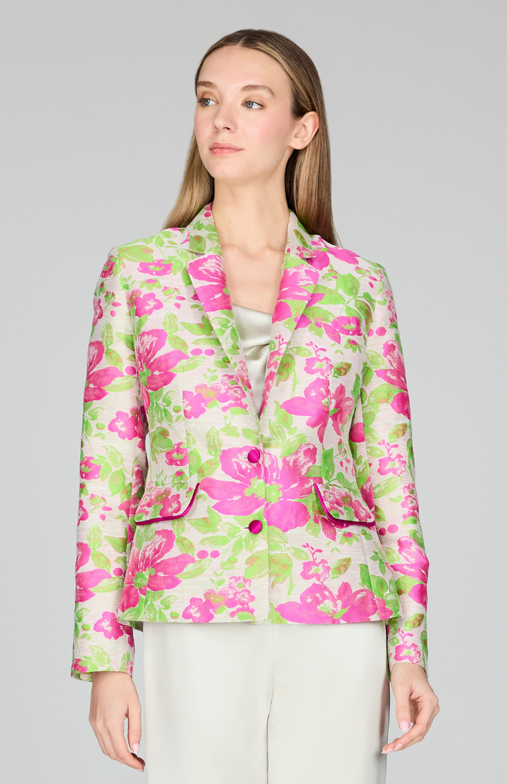 Garden Jacquard Short Fitted Blazer